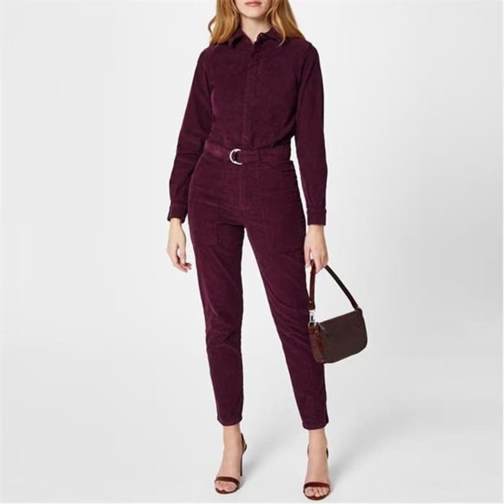 Bash Darius One Piece Jumpsuit Long Sleeve Bordeaux Size US 6 NWT
